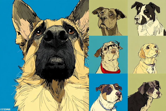 draw a pet portrait illustration