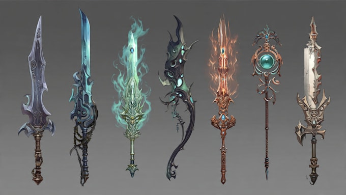 create weapon design and illustration