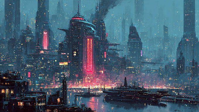 Draw illustration of futuristic cyberpunk city by Zhaniecoper | Fiverr