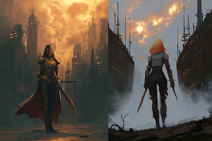 create game concept art for characters, environment