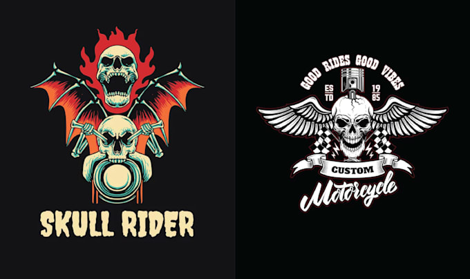 do custom vector of skull devil biker badge logo illustration