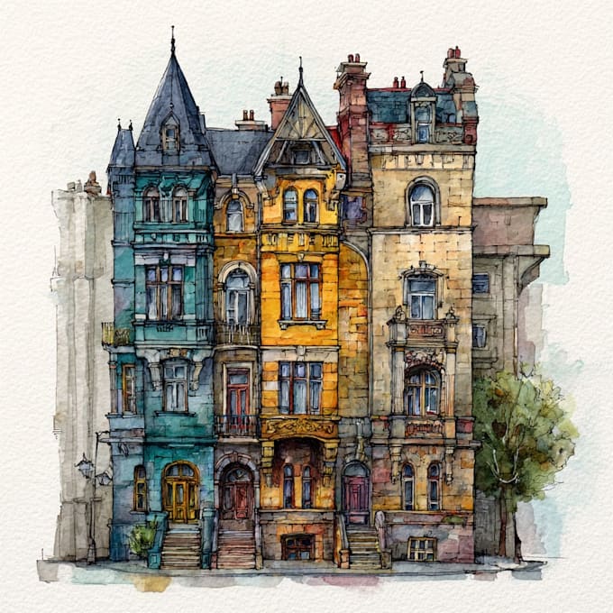 draw handmade watercolor illustration