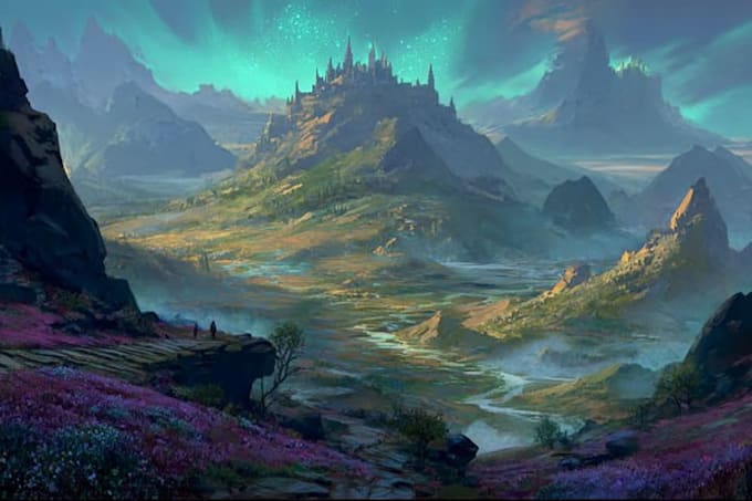 illustrate breathtaking fantasy landscapes