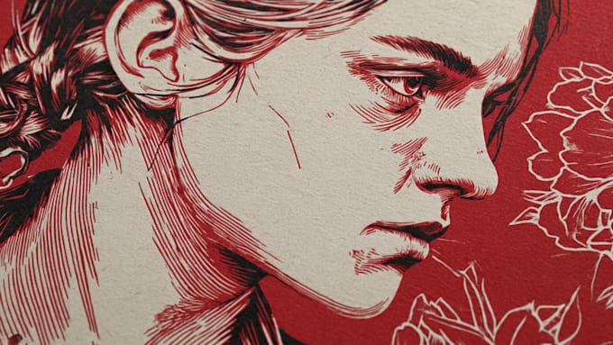 make custom portrait in linocut style