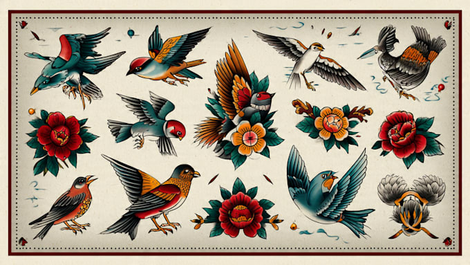 draw old school, traditional tattoo design