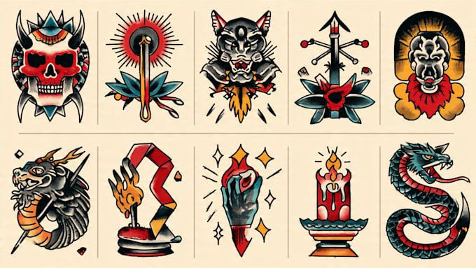 create any design in old school tattoo style