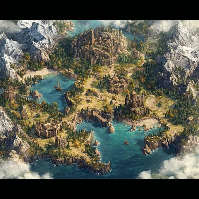 design fantasy map illustration isometric map