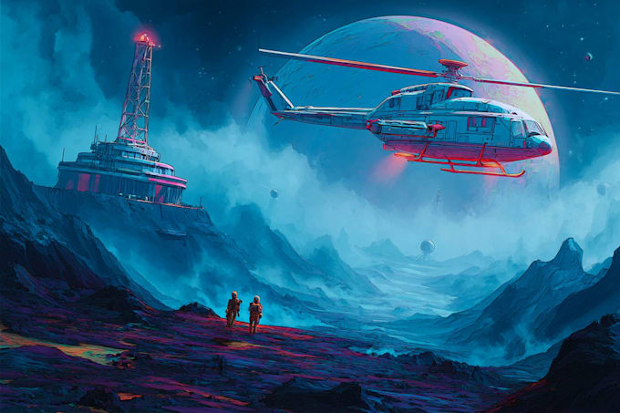 create sci fi character and environment concept art
