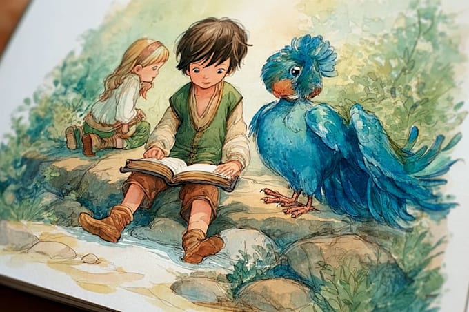illustrate watercolor children book