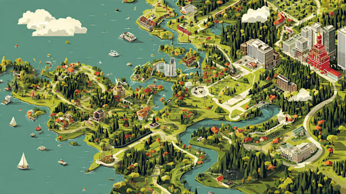 map illustration vector map event map travel map site map fantasy map dnd map