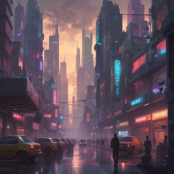 create stunning sci fi city illustrations and futuristic