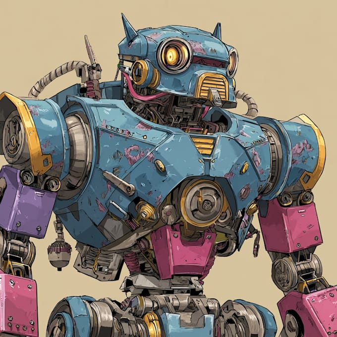 amazing character mecha robot illustration