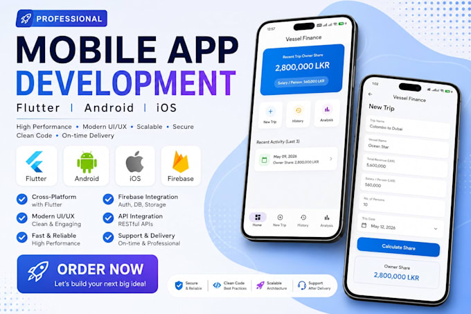 be your expert flutter developer for custom mobile apps