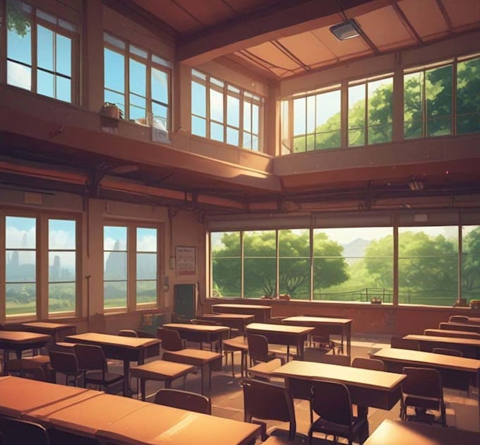 draw anime vtuber background interior, landscape art