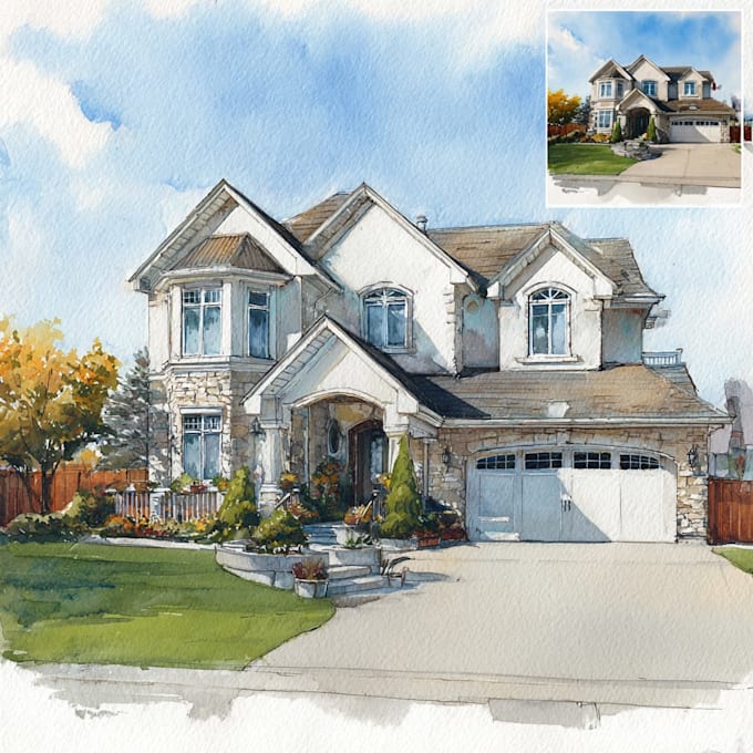 Do hand painted watercolor house portrait of your home by Dianndersen ...