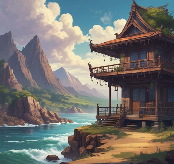 draw anime background, landscape illustrations
