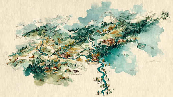 create a detailed watercolor map illustration