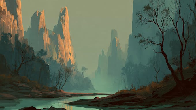 draw the landscape illustration or concept art