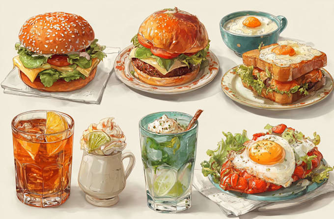draw food and drink vector illustrations from photos