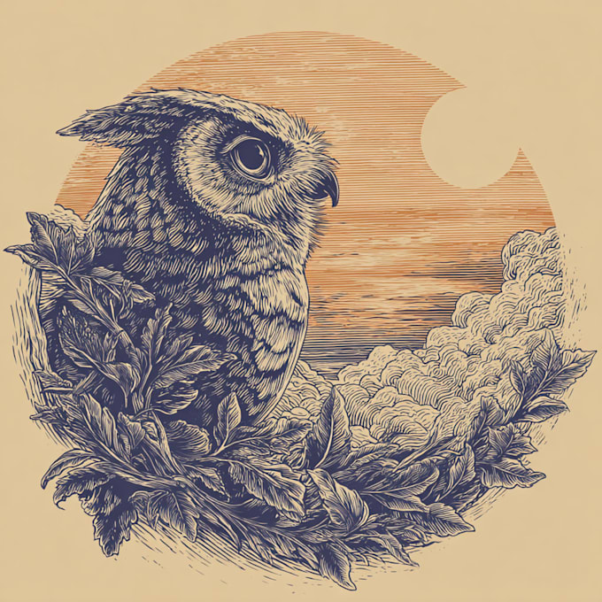 create animal linocut tshirt design for brands