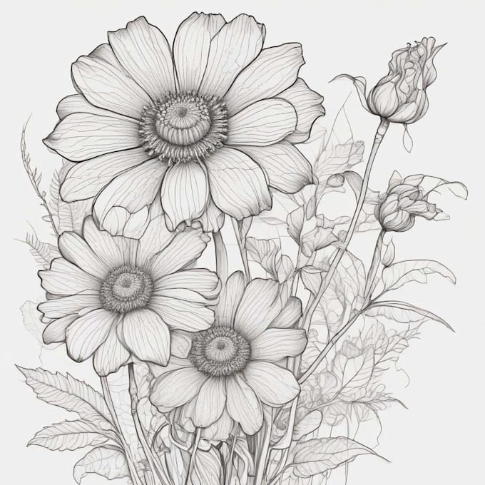 draw botanical florals simple line art