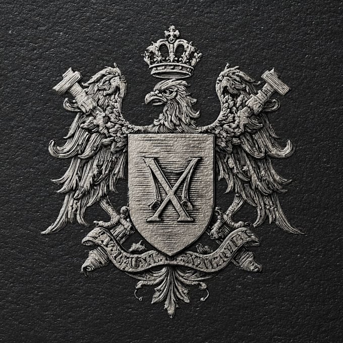 design heraldic, modern luxury logo with hand drawing