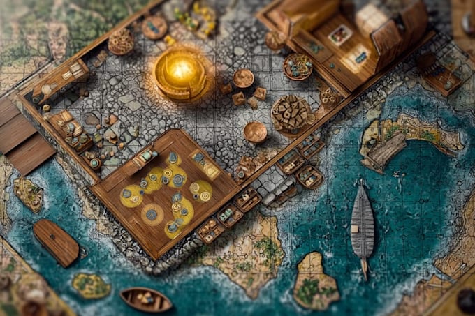 drawn a map o board game in a realistic