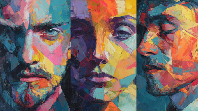 paint expressive colorful abstract portraits