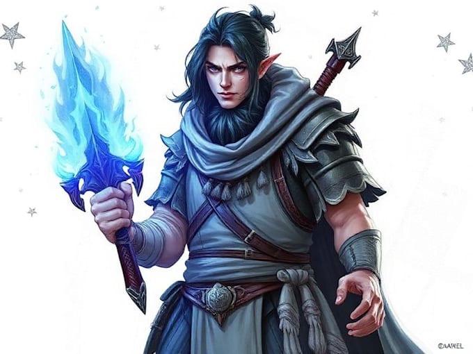 draw a fantasy character for dnd, pathfinder, etc