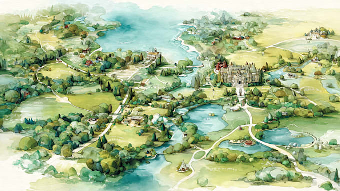 do custom watercolor wedding map