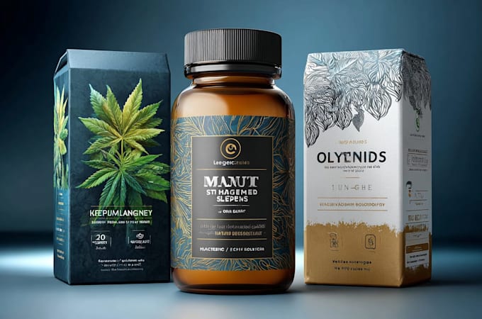 design supplement or hemp product packaging box and label