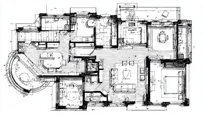 redraw autocad 2d floor plan using sketch drawing