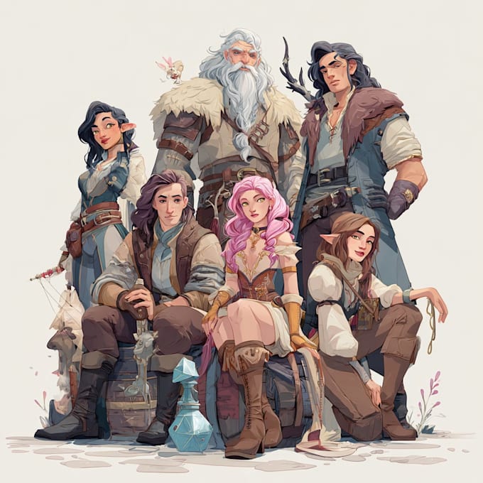 make fantasy dnd party oc characte game art