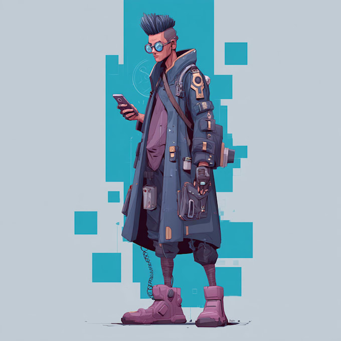 drawing superhero cyberpunk character