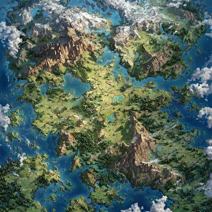 create a jaw dropping fantasy, board game, or dnd map illustration