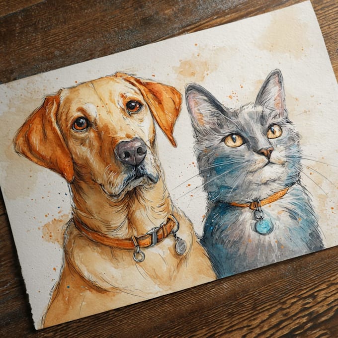 watercolor draw watercolor pet portrait