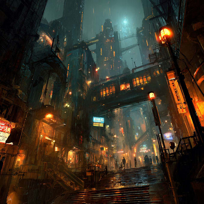 Make cyberpunk illustration sci fi futuristic city by Caraftproject ...