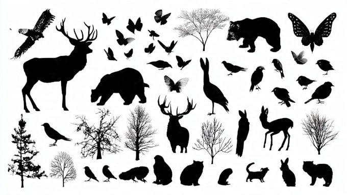 create animal and any object into silhouette vector