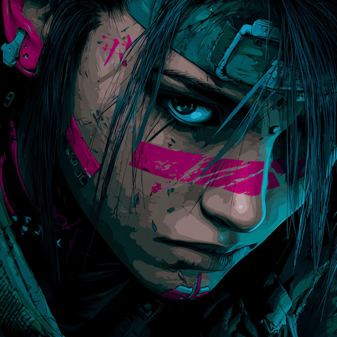 make a cyberpunk illustration portrait