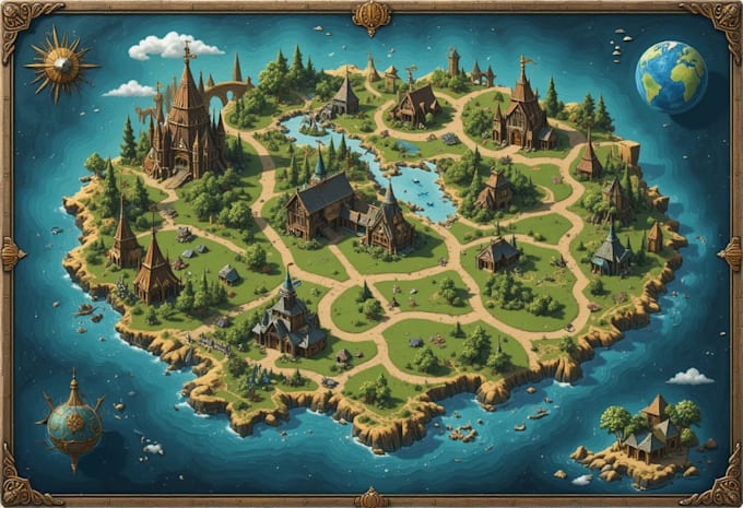 do fantasy map illustration