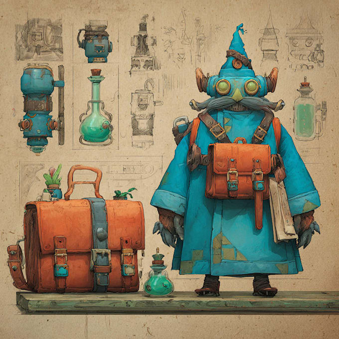 illustrate detailed unique character or prop designs