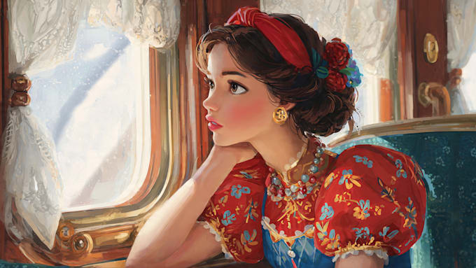 illustrate unique disney portrait painting