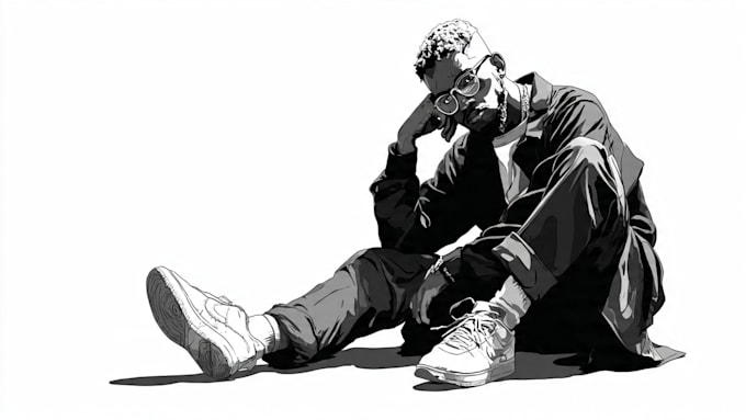 draw simple black and white illustration