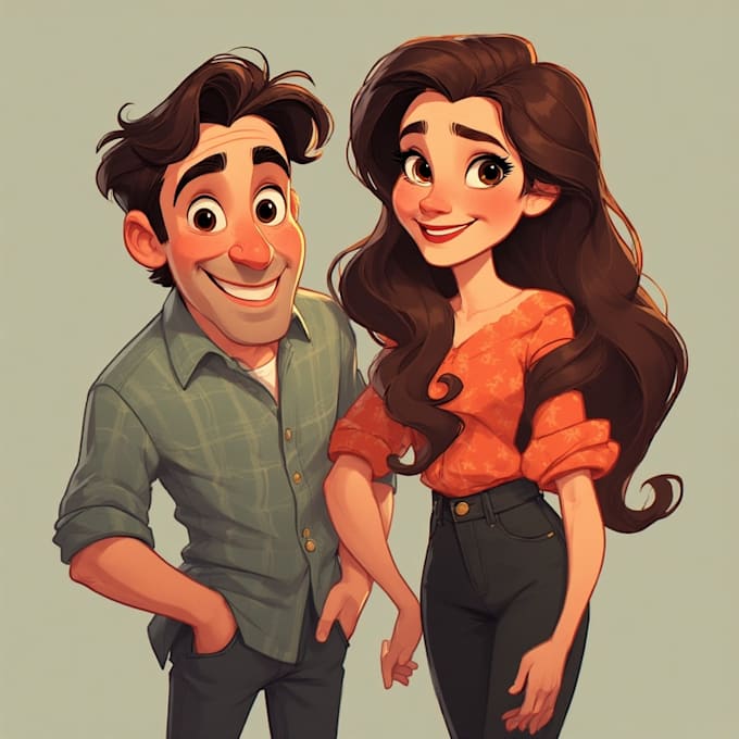 draw romantic couple portrait illustration