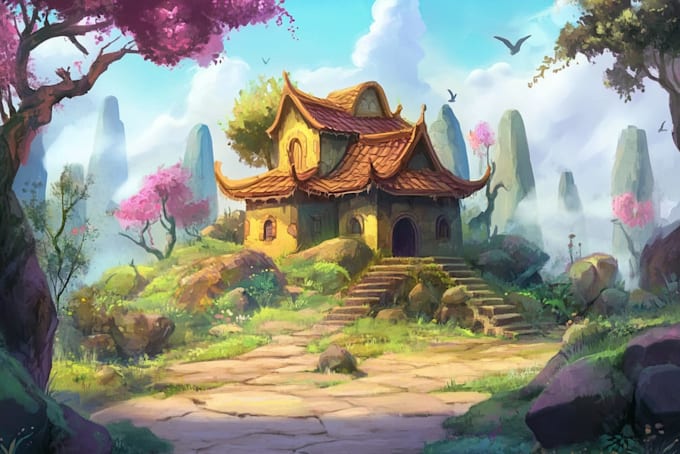 design unique fantasy environment illustrations