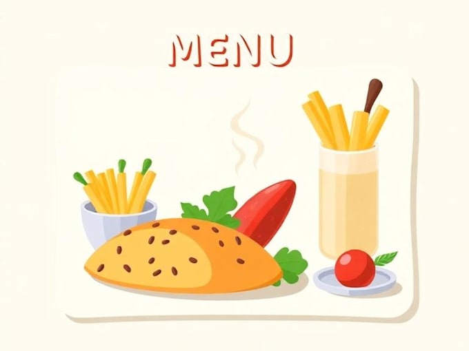 food illustration, cartoon, food vector, menu design, vector
