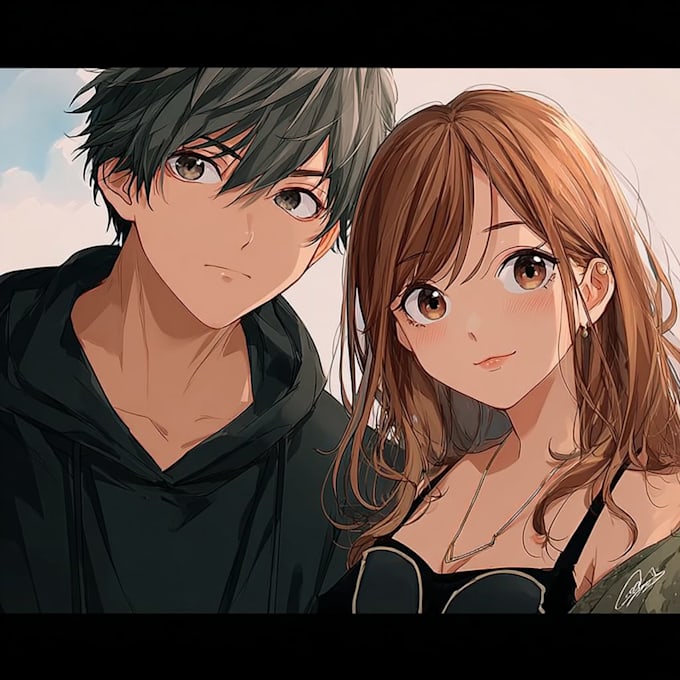 draw anime couple illustration