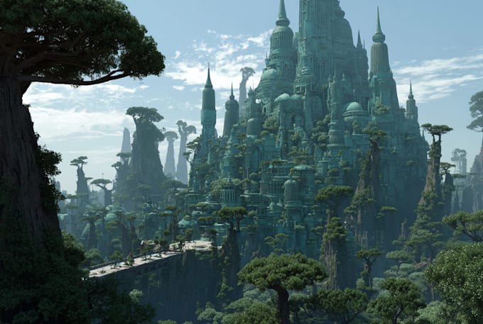 do a fantasy or scifi environment illustration