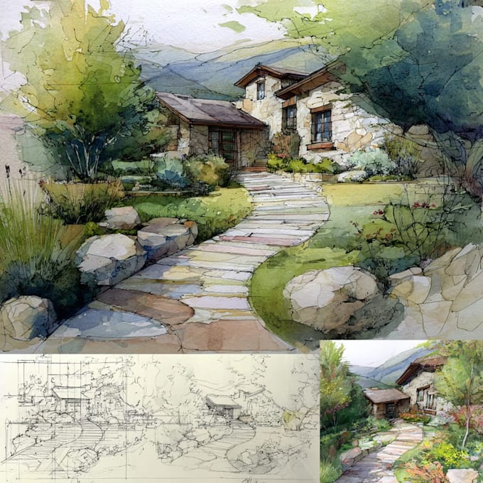 make watercolor landscape design
