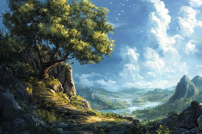 digitally paint fantasy landscape